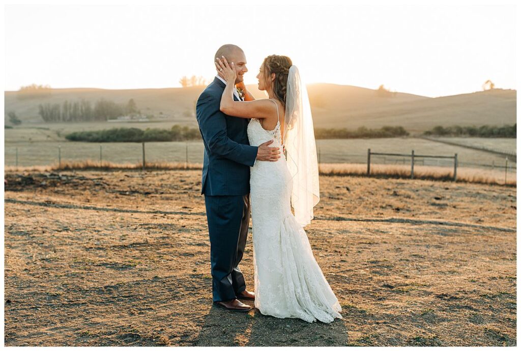Couples golden hour photos at Olympias Valley Estate by Sonoma County Wedding Photographer Kimberly Macdonald