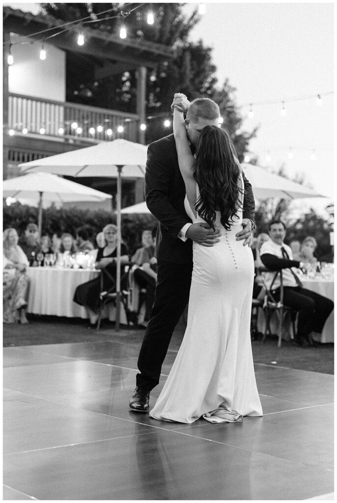 bride and groom dancing at The Lodge at Sonoma