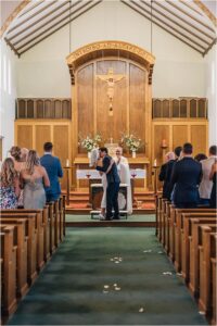 Bride and Groom first kiss at Bay Area Church Wedding