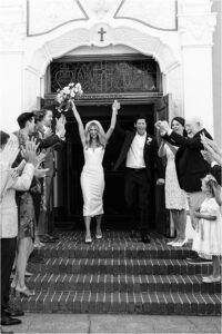Bride and Groom grand entrance from Bay Area Church wedding