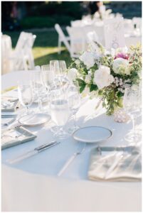 reception decor at sonoma county wedding venue