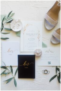 invitation flat lay at br Cohn winery wedding
