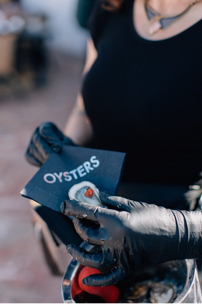 oyster bar at Beaumont farms wedding