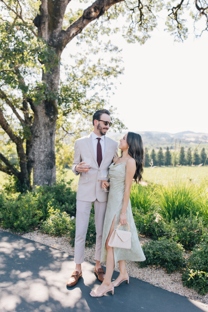 cocktail hour at wine country destination wedding