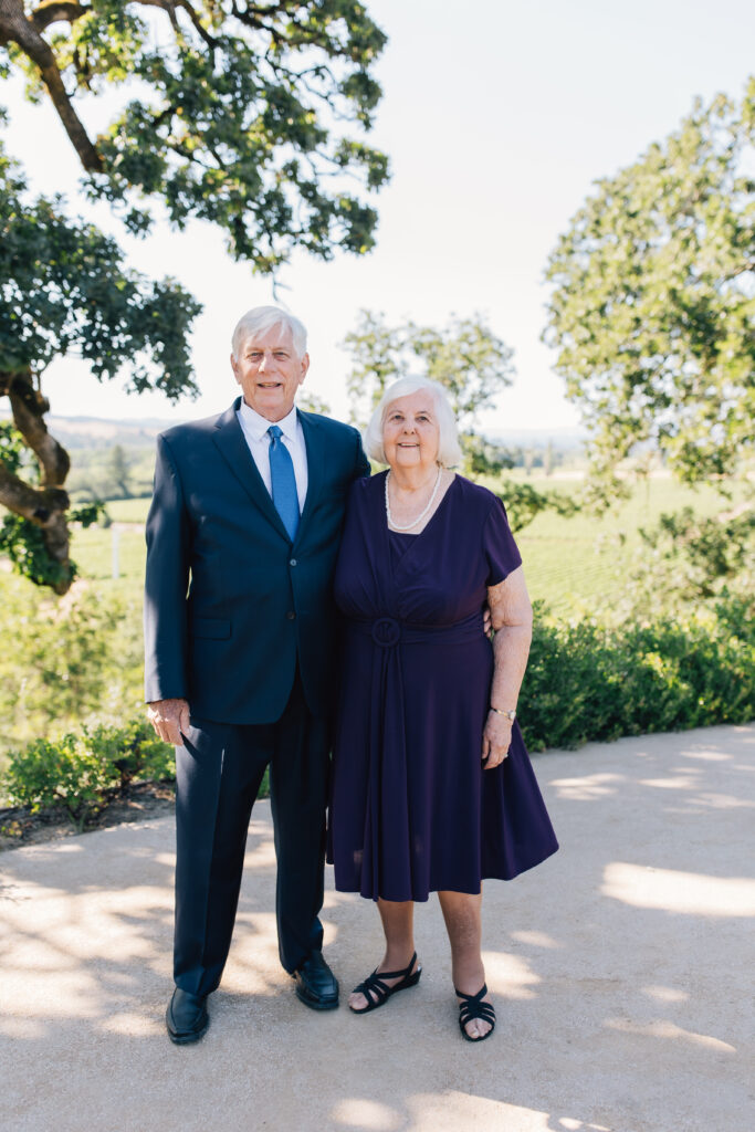 cocktail hour guests at a winery wedding 