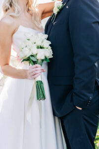 all white bridal bouquet at destination wine country wedding
