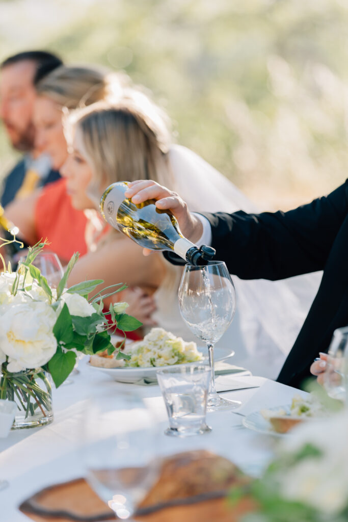 dinner under the vines at winery country wedding 