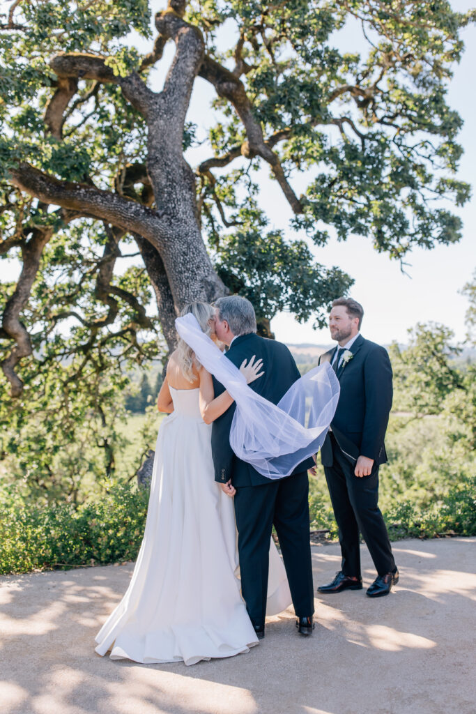 dad giving daughter at wine country wedding 