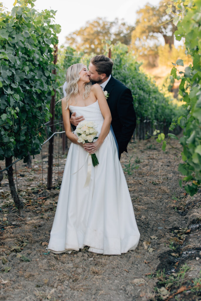 Golden hour couples portraits in Sonoma County winery 