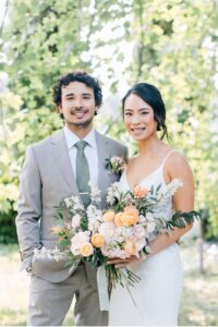 formal bride and groom portrait at vine hill house