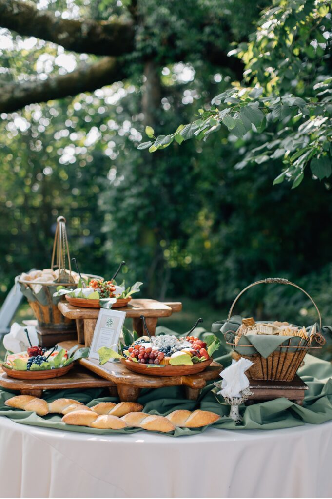 buffet style appetizers at sonoma wedding