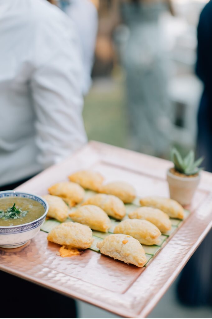 appetizers passed around at wine country wedding