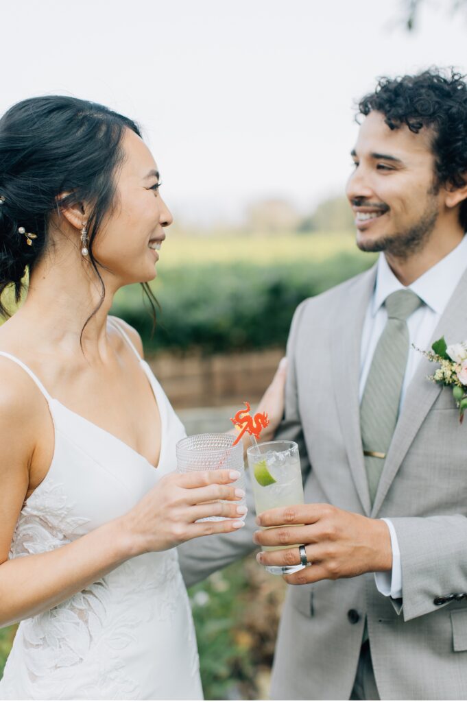 signature drinks at wine country wedding