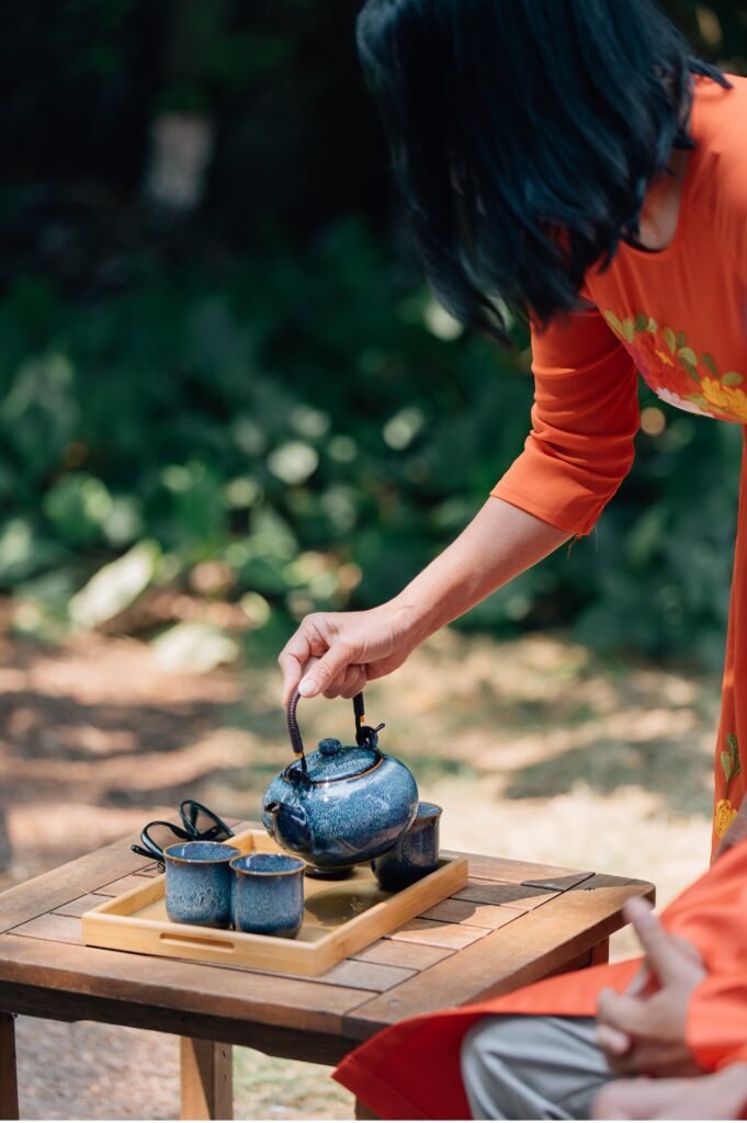 Vietnamese tea ceremony decor at sonoma county wedding