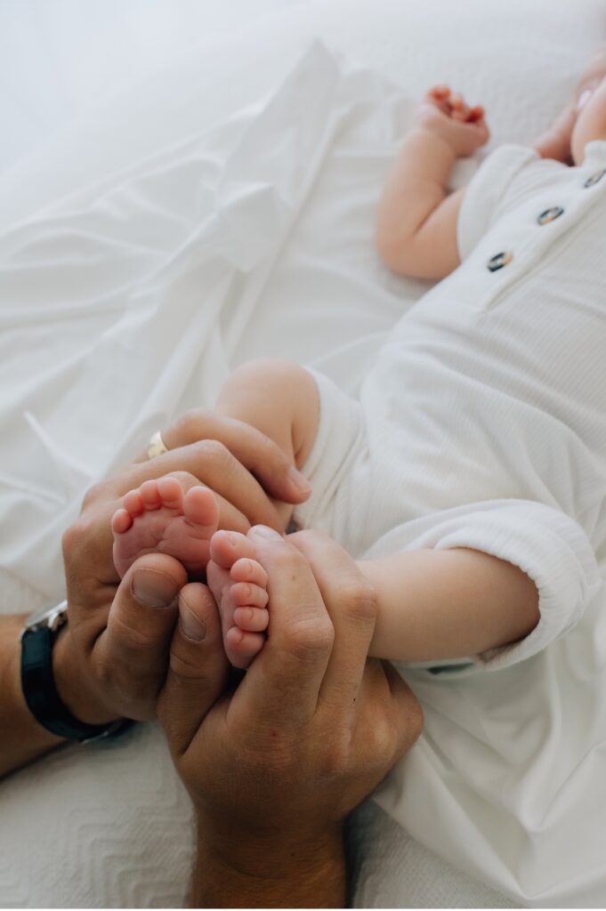macro details of baby feet