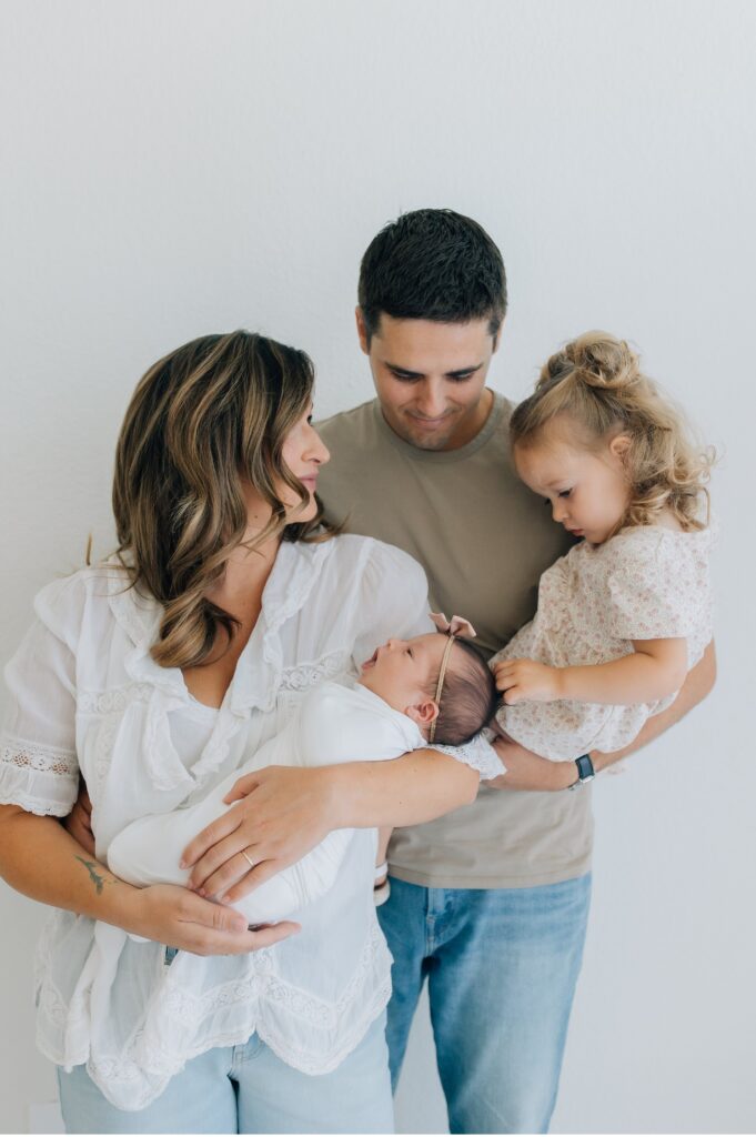 family portrait with newborn in studio 