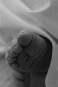 macro detail of newborn feet