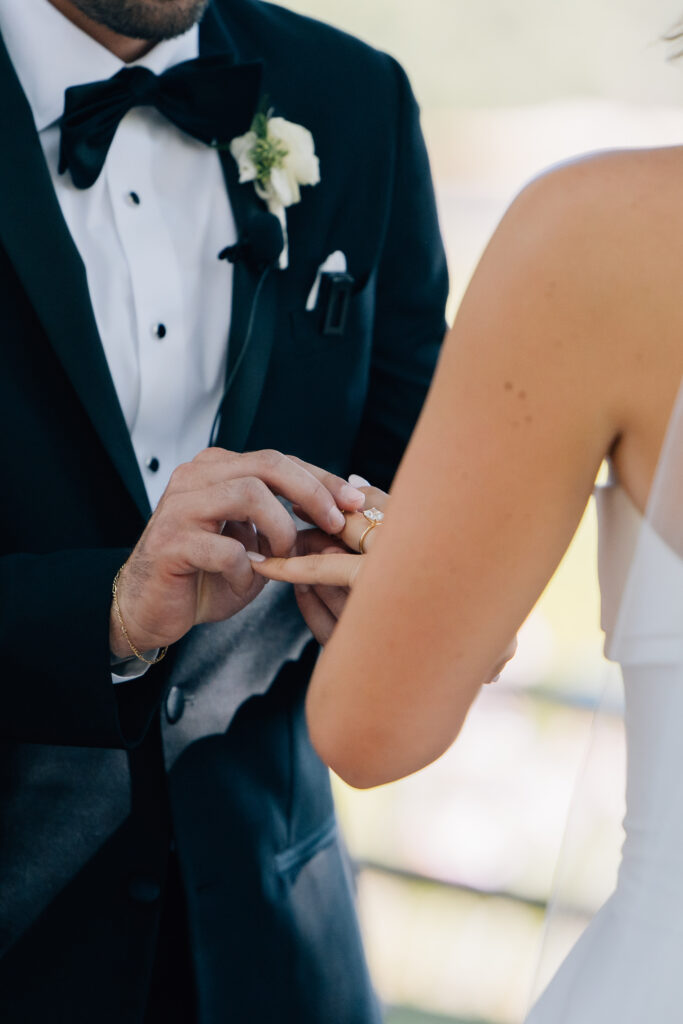 ring exchange at Healdsburg wedding Rus Farm