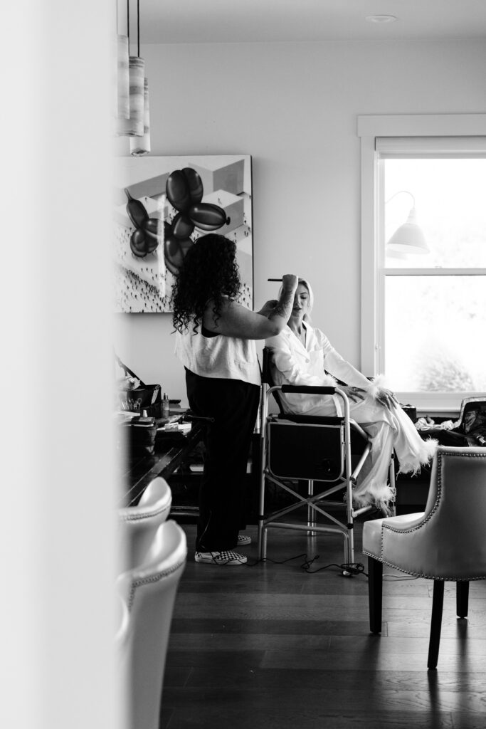 bride getting ready for sonoma wedding