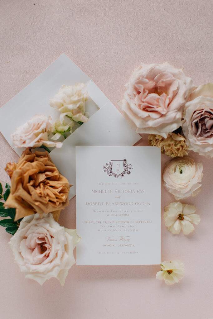 flat lay for viansa winery wedding